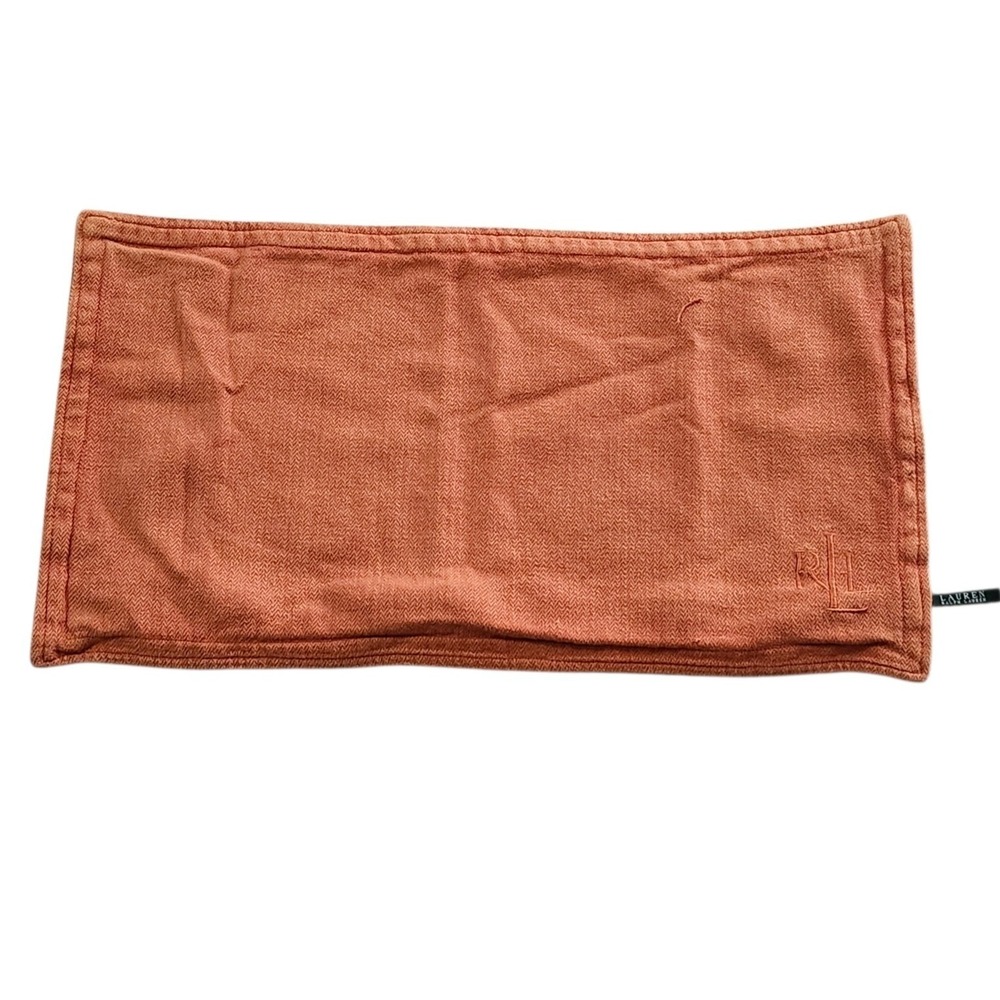 Ralph Lauren RLL Pillow Sham Terracotta Rustic Orange Linen Blend Monogram